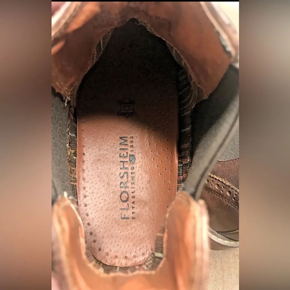 Florsheim Streets WT Men's Wingtip Chelsea Ankle Boots Brown Leather Size 8.5M